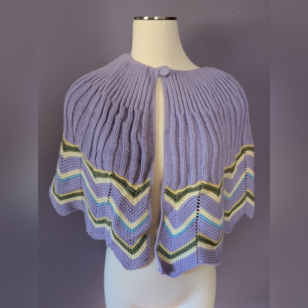 Lavender Chevron Knit Cape